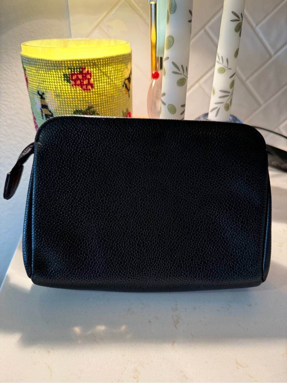 CHANEL Black Caviar Leather Quilted Zip Clutch Pouch 🌟🥰👛 - Picture 3 of 8